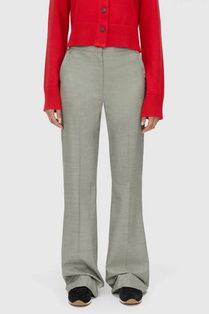 Ingram Pant in Natural Marle by Camilla and Marc, high-waisted wool-blend flare pants with pressed creases, perfect for pairing with the matching blazer for a sleek, polished look.