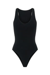 Iris Knit Bodysuit Black by Sneaky Link – a sculpting bodysuit with deep V neckline and stretch fit. Perfect for sleek styling.
