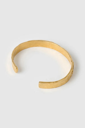 Isabella Gold Cuff by Arms of Eve – textured 14K gold PVD cuff with coloured zircon stone detailing.