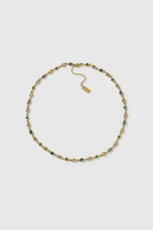 Isadora Gold Necklace in Multi by Arms Of Eve, featuring coloured zircon stones in polished gold for a playful, everyday shimmer.