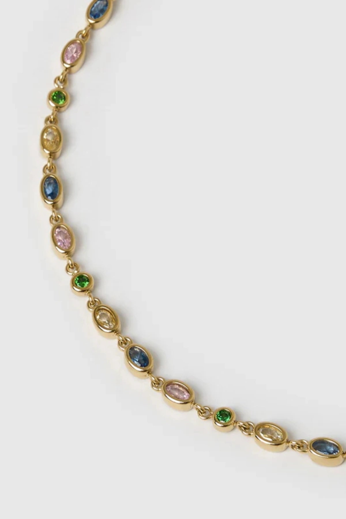 Isadora Gold Necklace in Multi by Arms Of Eve, featuring coloured zircon stones in polished gold for a playful, everyday shimmer.