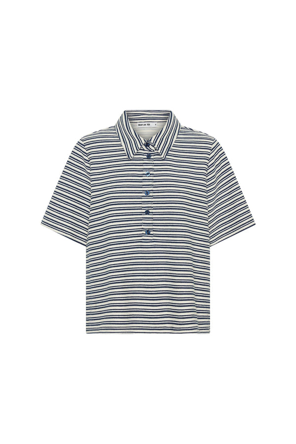 Jagger Towelling Shirt Navy Stripe
