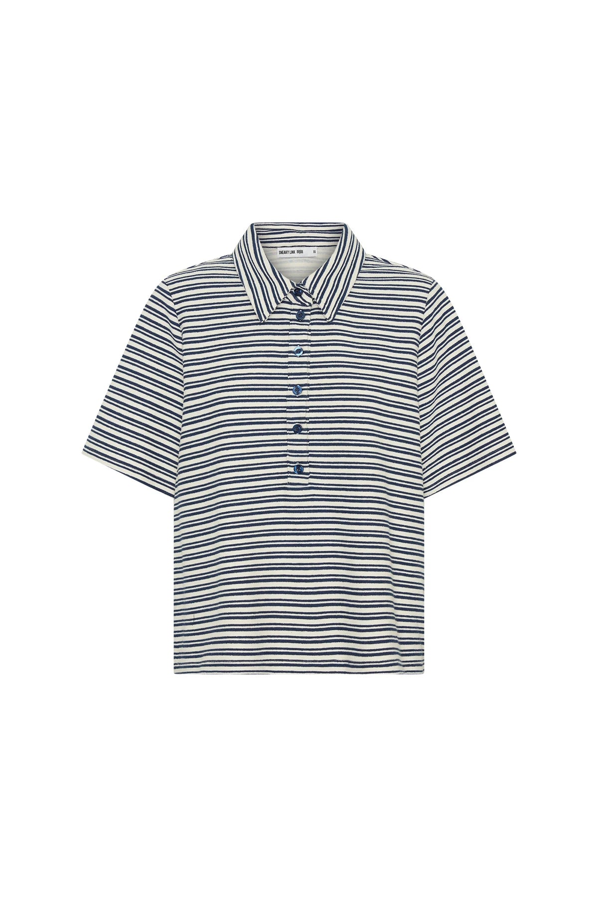 Jagger Towelling Shirt Navy Stripe