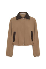 Jaz Braided Collar Jacket Tan Choc by Sneaky Link, cropped jacket with braided collar, perfect for elevated autumn winter styling
