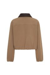 Jaz Braided Collar Jacket Tan Choc by Sneaky Link, cropped jacket with braided collar, perfect for elevated autumn winter styling