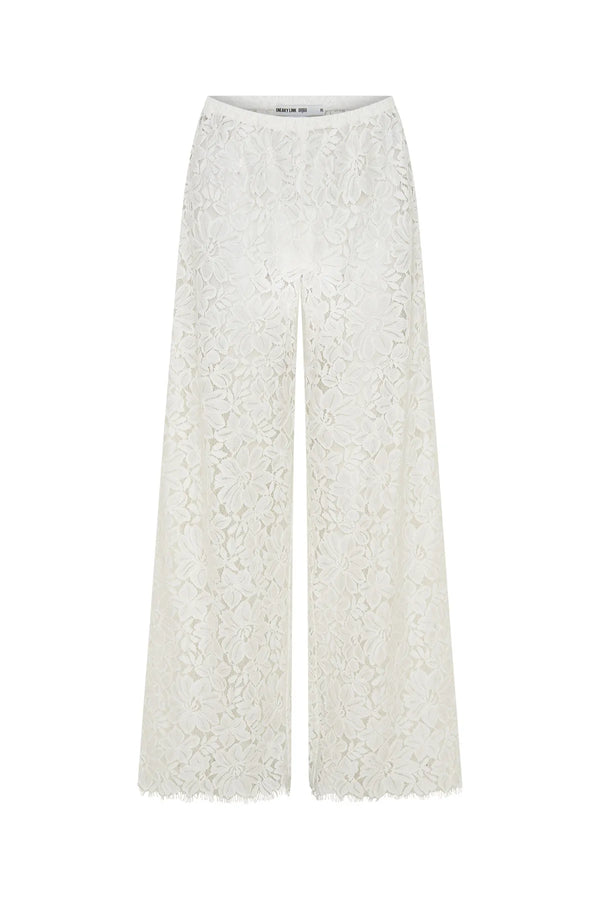 Jaz Hand Lace Elastic Pant White