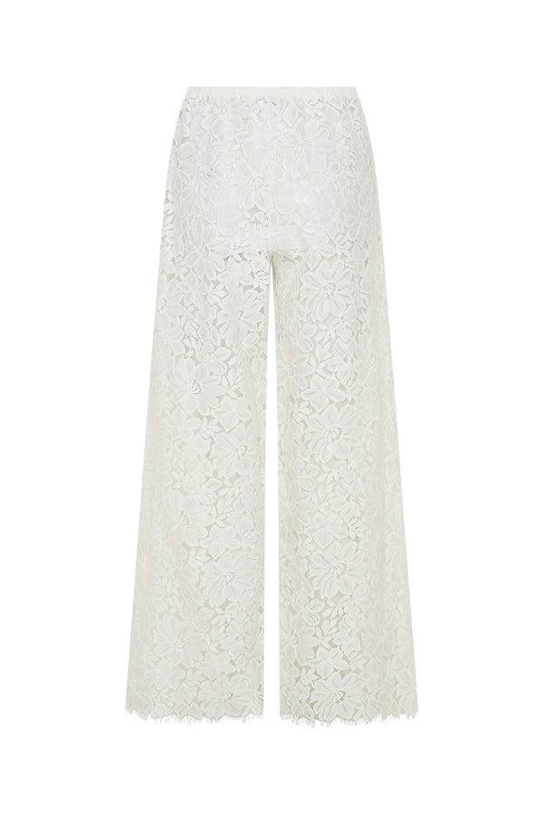 Jaz Hand Lace Elastic Pant White