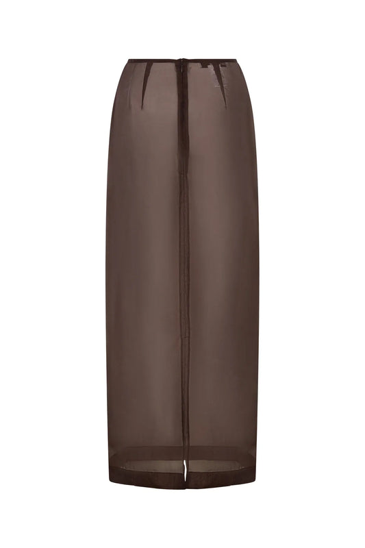 Jaz Hand Organza Sheer Skirt Chocolate