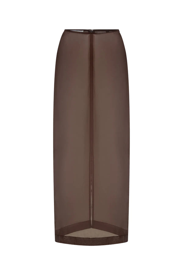Jaz Hand Organza Sheer Skirt Chocolate