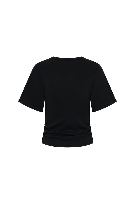 Jaz Hand Ruched Tee Black