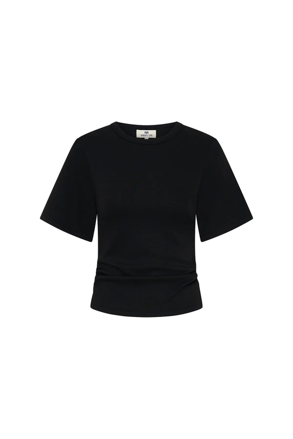 Jaz Hand Ruched Tee Black