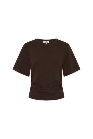 Jaz Hand Ruched Tee Chocolate