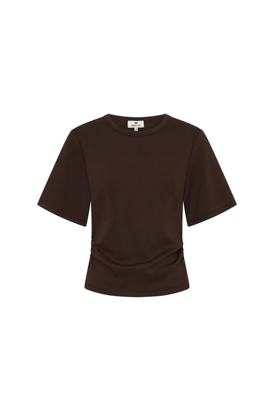 Jaz Hand Ruched Tee Chocolate