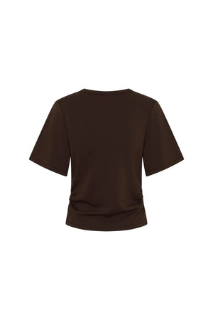 Jaz Hand Ruched Tee Chocolate
