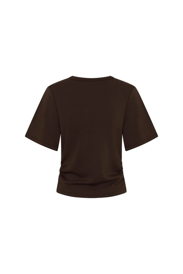 Jaz Hand Ruched Tee Chocolate