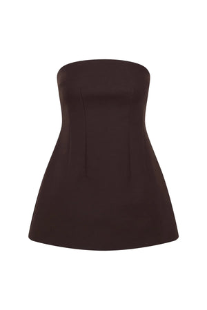 Jaz Hand Strapless Mini Dress Chocolate
