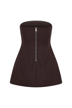 Jaz Hand Strapless Mini Dress Chocolate