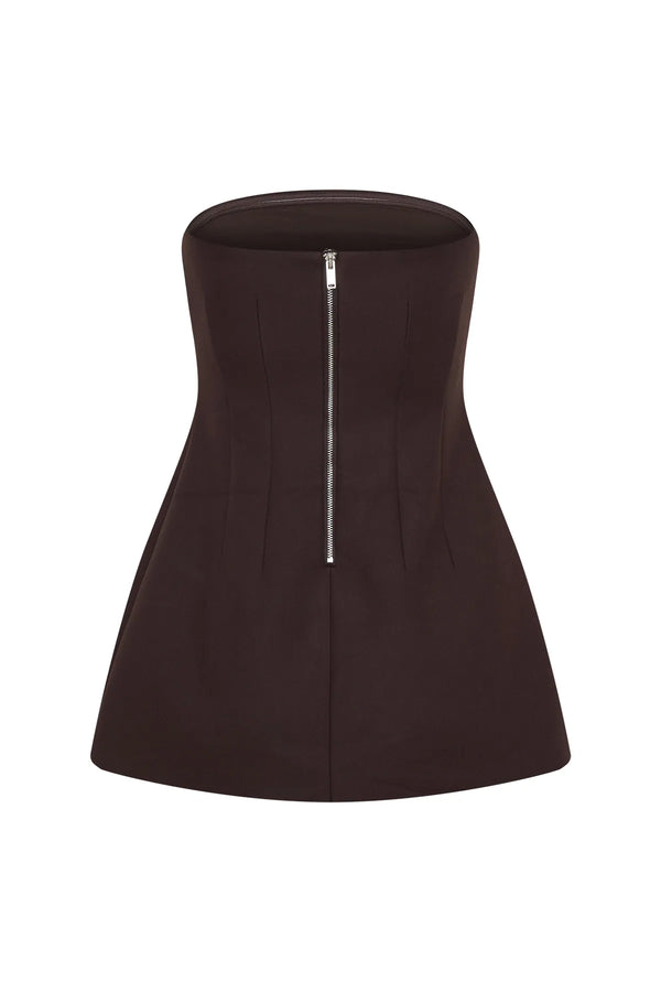 Jaz Hand Strapless Mini Dress Chocolate