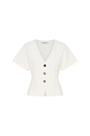 Jaz Hand Tort Button Up Top White