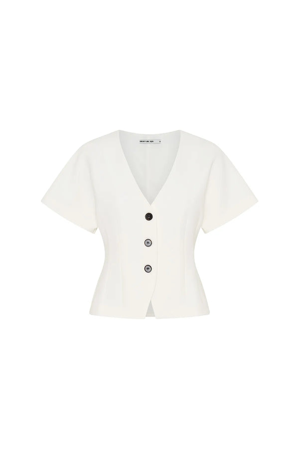 Jaz Hand Tort Button Up Top White