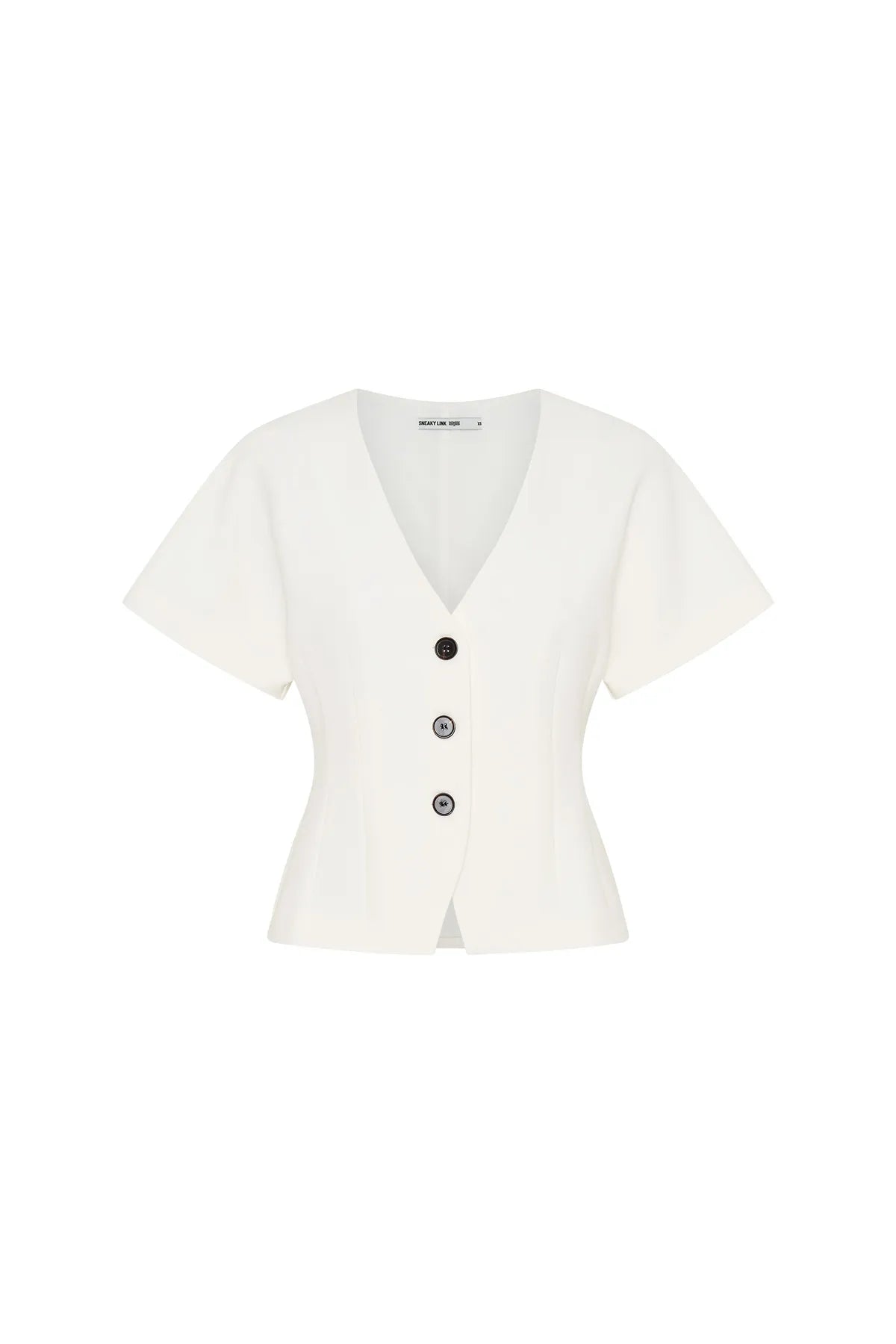 Jaz Hand Tort Button Up Top White