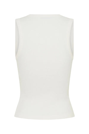 Jaz Hand V-Neck Cotton Tank White