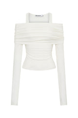 White Jaz layered long sleeve top with a relaxed fit and subtle texture detail on the sleeves.