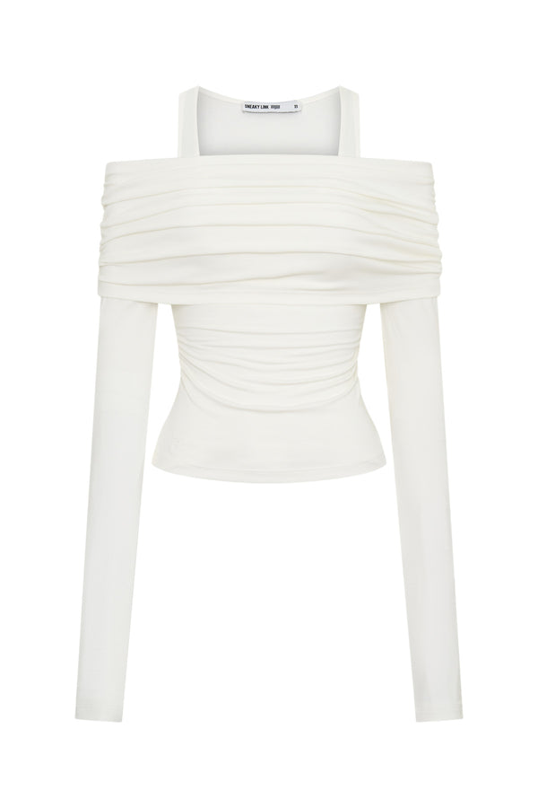 White Jaz layered long sleeve top with a relaxed fit and subtle texture detail on the sleeves.