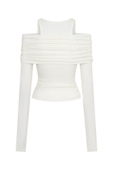 White Jaz layered long sleeve top with a relaxed fit and subtle texture detail on the sleeves.
