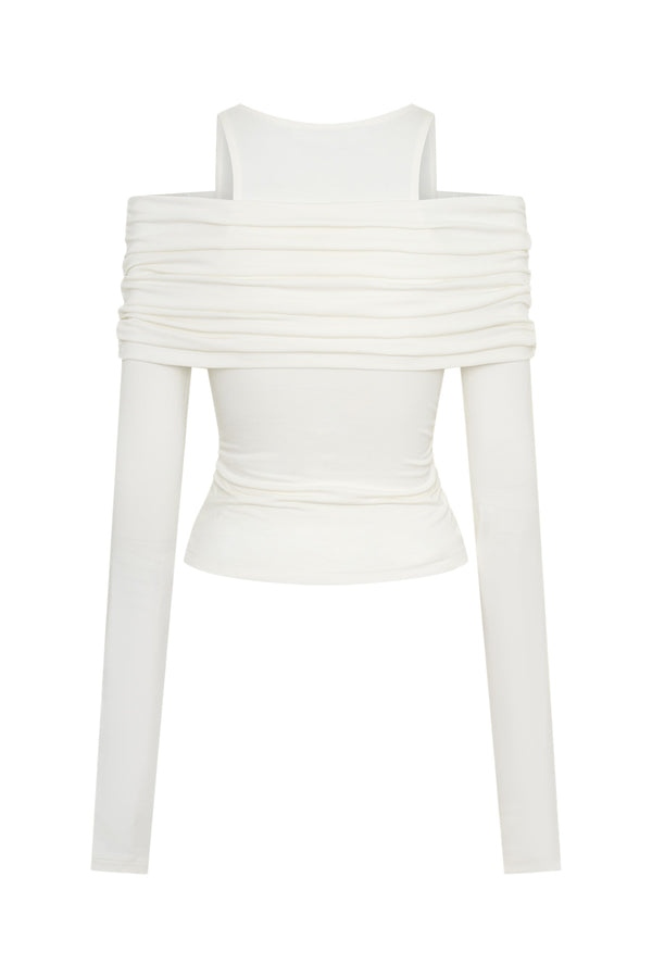 White Jaz layered long sleeve top with a relaxed fit and subtle texture detail on the sleeves.
