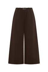 Jaz Mid Rise Relaxed Suit Pant in Chocolate with a mid rise waist and straight leg fit, creating a relaxed, fluid silhouette with a soft, tailored finish.