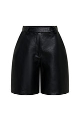 Jaz PU Bermuda Short Black by Sneaky Link, leather look bermuda shorts with mid rise fit, perfect for elevated everyday styling