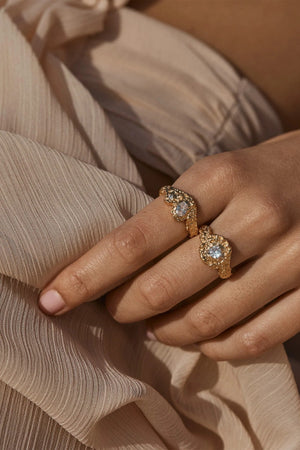 Javier Ring by Amber Sceats, sculptural gold ring with mixed crystal details, ideal for chic everyday layering.