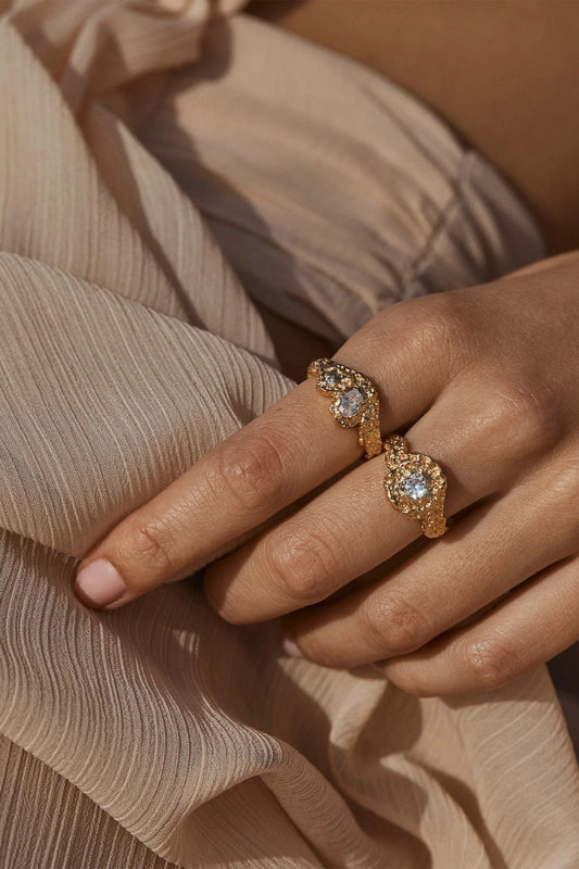 Javier Ring by Amber Sceats, sculptural gold ring with mixed crystal details, ideal for chic everyday layering.