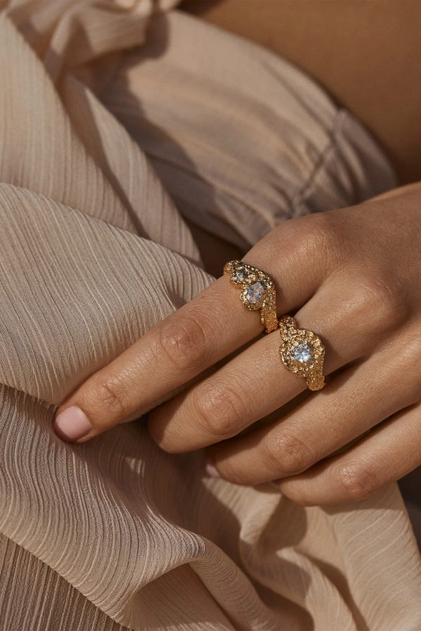 Javier Ring by Amber Sceats, sculptural gold ring with mixed crystal details, ideal for chic everyday layering.