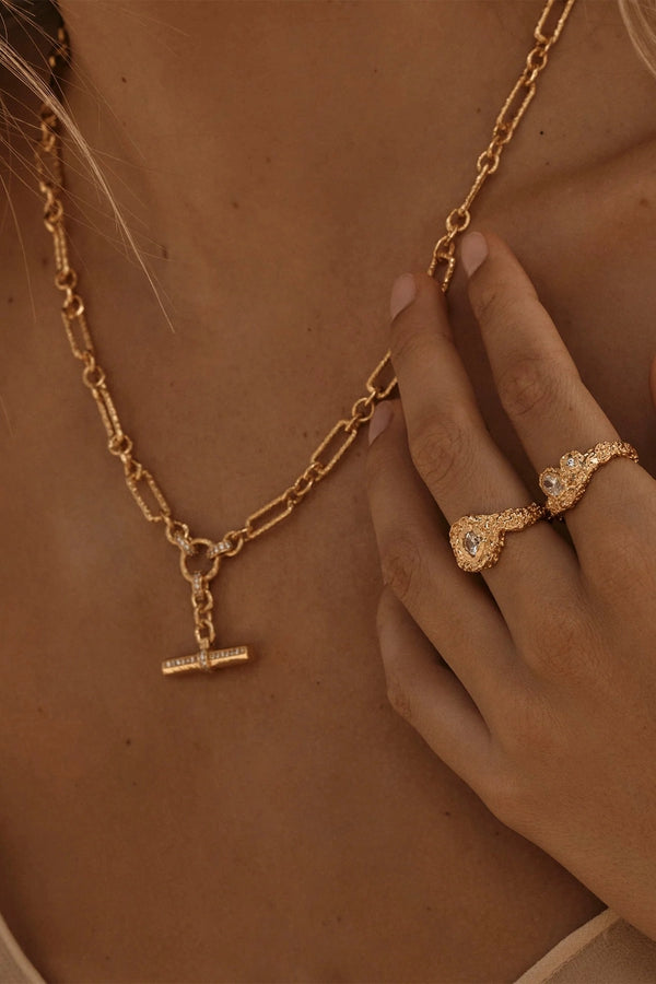 Javier Ring by Amber Sceats, sculptural gold ring with mixed crystal details, ideal for chic everyday layering.