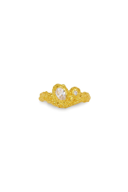 Javier Ring by Amber Sceats, sculptural gold ring with mixed crystal details, ideal for chic everyday layering