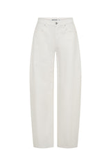 Jaz Mid Rise Barrel Jean White by Sneaky Link, stretch denim barrel jeans with mid rise fit, perfect for elevated everyday styling
