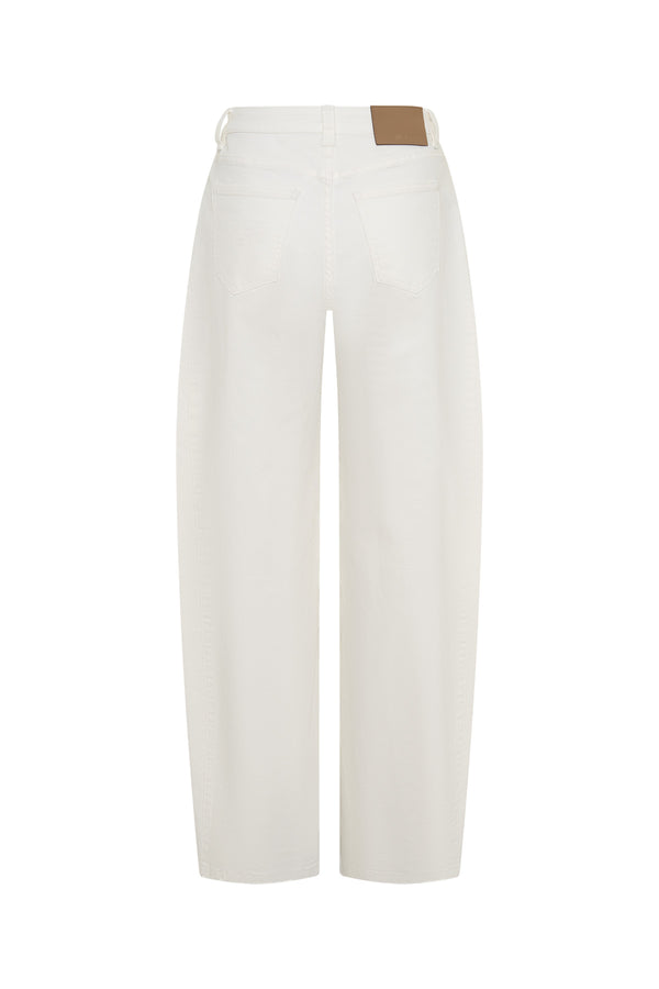 Jaz Mid Rise Barrel Jean White by Sneaky Link, stretch denim barrel jeans with mid rise fit, perfect for elevated everyday styling