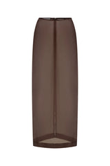 Jaz Hand Organza Sheer Skirt Chocolate by Sneaky Link – a sheer midi skirt for layering. Perfect for elevated styling.