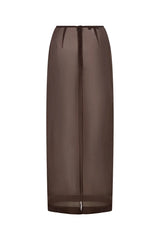 Jaz Hand Organza Sheer Skirt Chocolate by Sneaky Link – a sheer midi skirt for layering. Perfect for elevated styling.