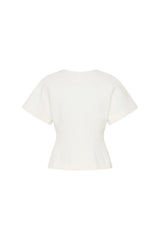 Jaz Hand Tort Button Up Top White by Sneaky Link – a tailored top with tort buttons and structured fit. Perfect for elevated styling.