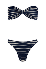 Jean Bikini by Hunza G, crinkle bikini with bandeau top and classic briefs. Perfect for beach days or effortless swim looks.