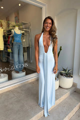 Jennifer Cupro Maxi Dress by MISHA – a sleeveless maxi with deep V neckline and sleek fit. Perfect for evening styling.