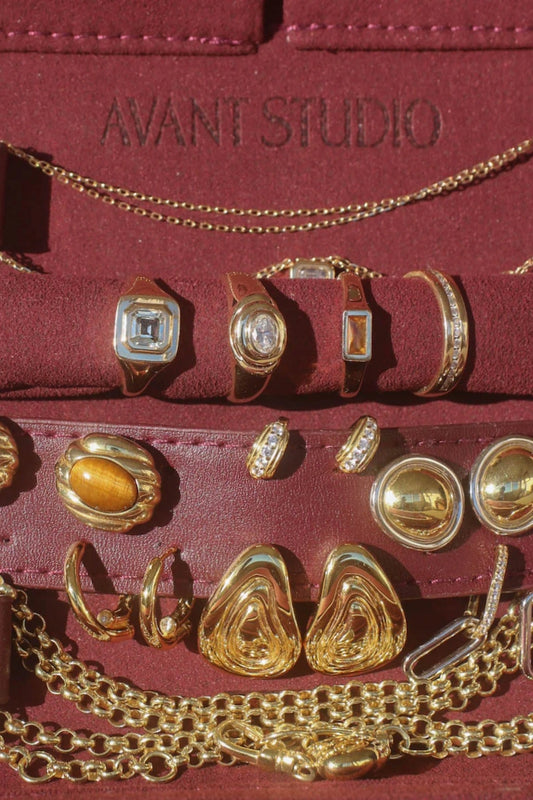 Jewellery Roll Plum by Avant Studio, cross-hatch faux leather with organized pouches. Perfect for stylish travel and gifting.