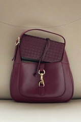 Jewellery Roll Plum by Avant Studio, cross-hatch faux leather with organized pouches. Perfect for stylish travel and gifting.