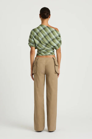 Jude Cargo Pant Taupe by Benni - low rise cargo pants with belt detail and utility pockets, designed for a structured modern silhouette.