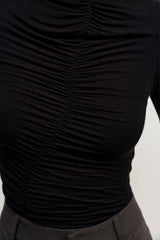 Kelsie Bodysuit Shadow by Bayse – long sleeve fitted bodysuit with centre-front ruching and second-skin fit.