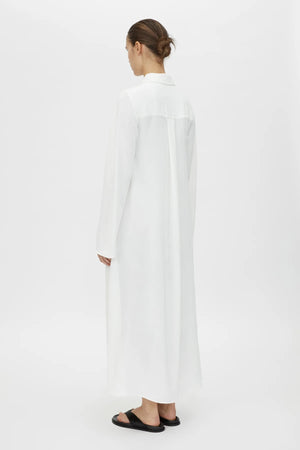 Kusama Overshirt Dress by Camilla and Marc – a soft white maxi shirt dress with clean lines and side splits, perfect for polished days.