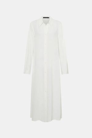 Kusama Overshirt Dress by Camilla and Marc – a soft white maxi shirt dress with clean lines and side splits, perfect for polished days.